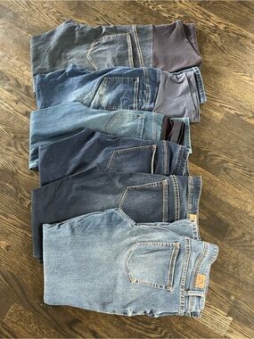 LOT of 6 Maternity Denim Jeans Various Sizes & Brands Belly Panel Ripe